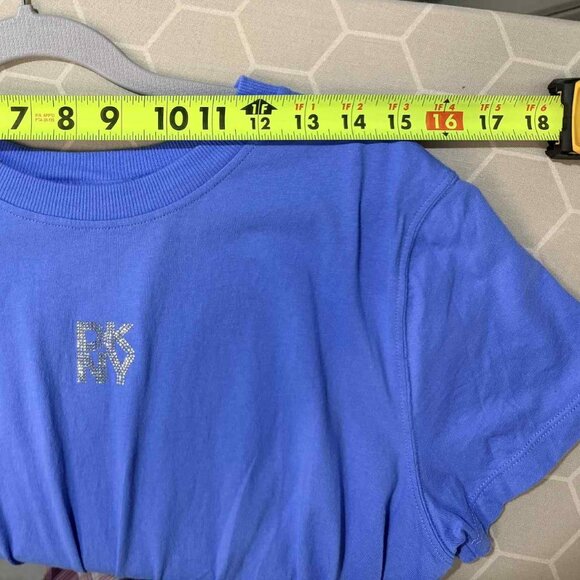 NWOT DKNY Women's Studded-Logo Tie Front T-Shirt, Cornflower Blue, SIZE SMALL - Picture 8 of 11